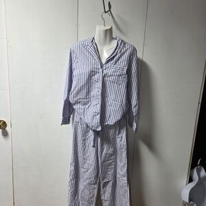 Victoria's Secret Blue and White Striped Pajama Set